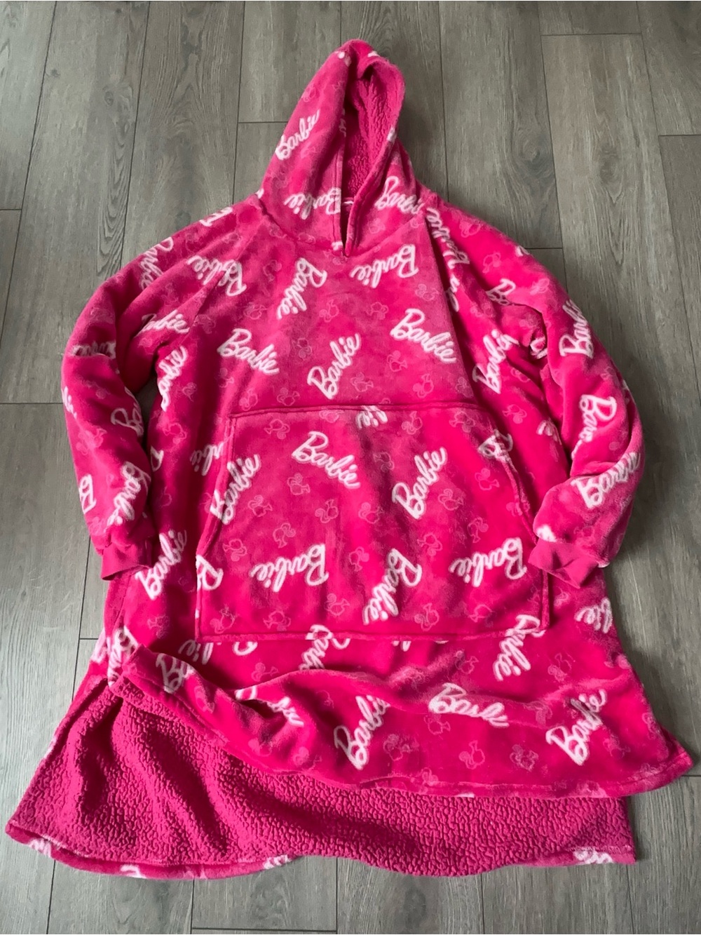 Barbie Hot Pink Hooded Sherpa Wearable Blanket